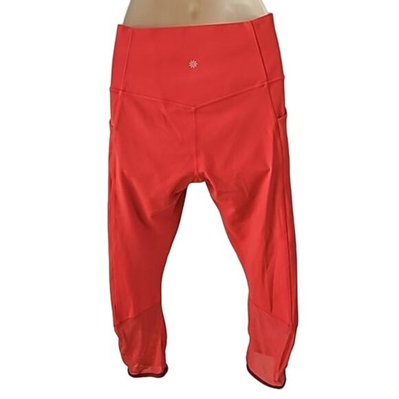 Athleta Women's High-Rise Crop Leggings w/ Mesh Panels - Size M Watermelon - Picture 5 of 9